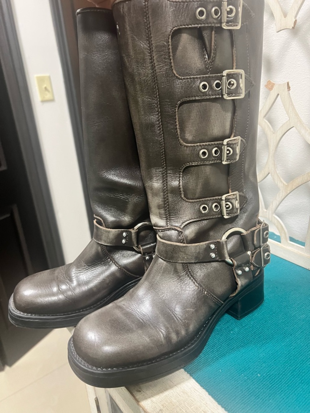 Steve Madden Dark Brown Leather Buckle Mid-Calf Boot - Picture 4 of 6